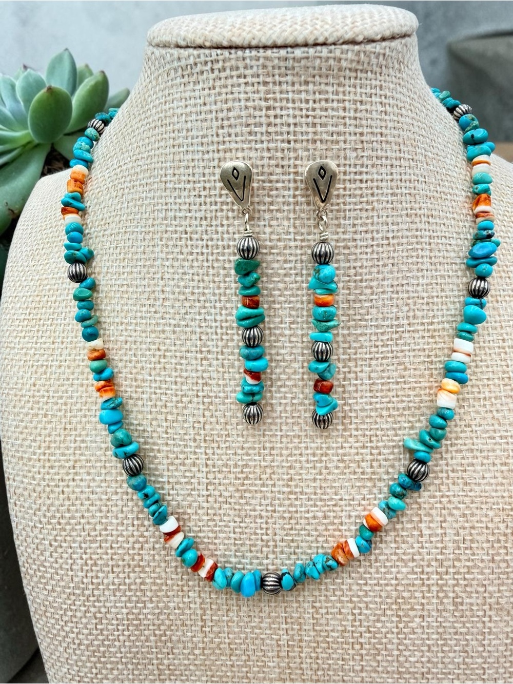 Carolyn Pollack Relios Turquoise Spiny Oyster Sterling Silver Necklace & Earring - Picture 6 of 17